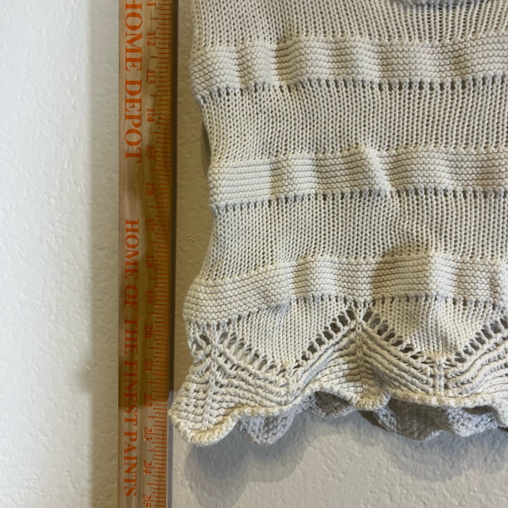Moon River Knit Tank Top Sleeveless Crochet Trim White Casual‎ Summer Size S - Picture 6 of 6
